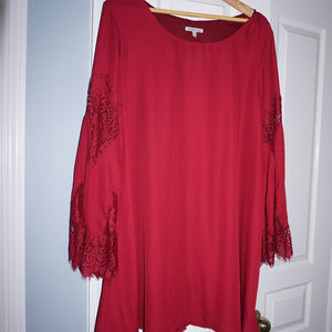 Maroon Boho Long-Sleeve Dress